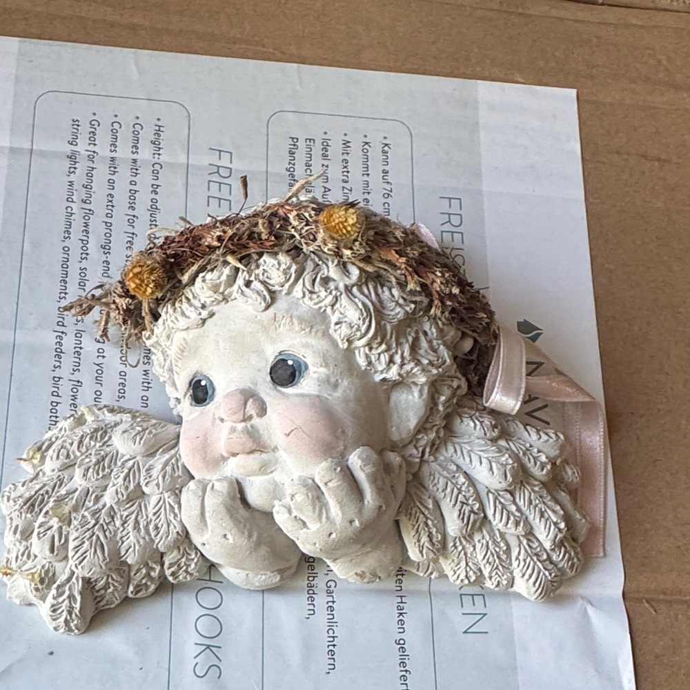 Adorable Angel Wall Decor with Floral Crown